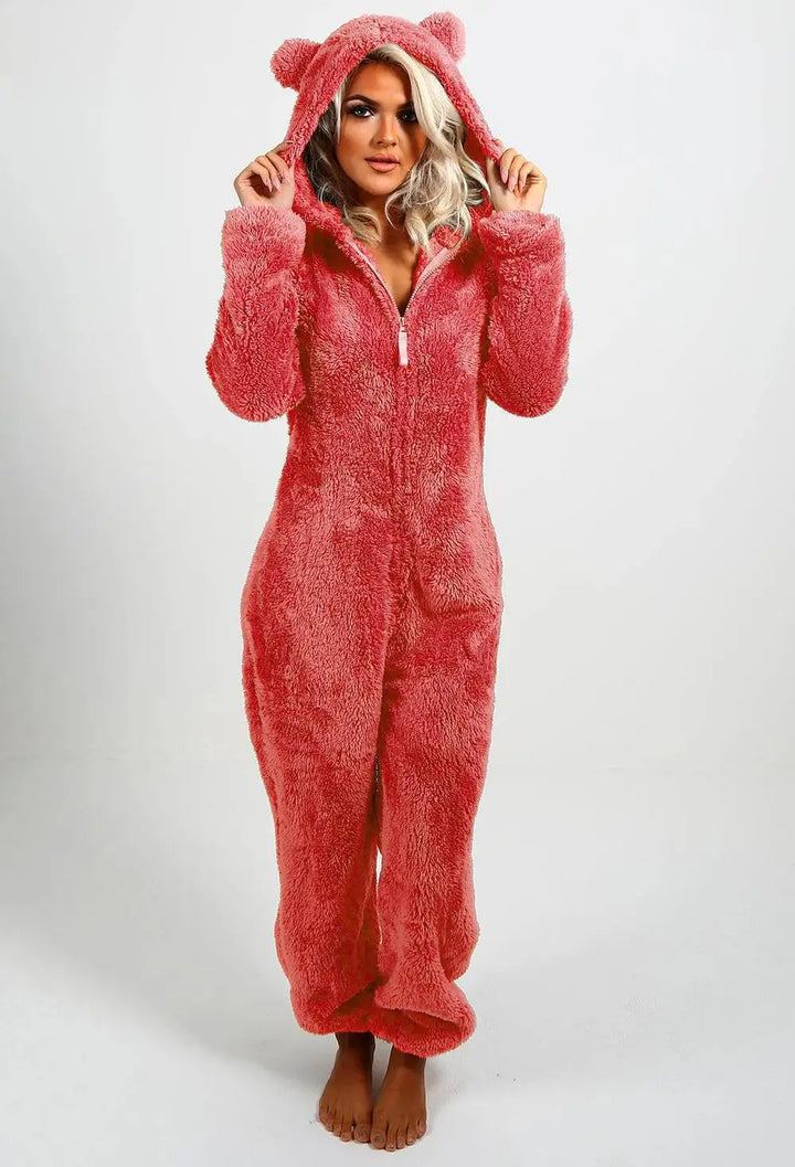 Teddy Sherpa Hooded Jumpsuit
