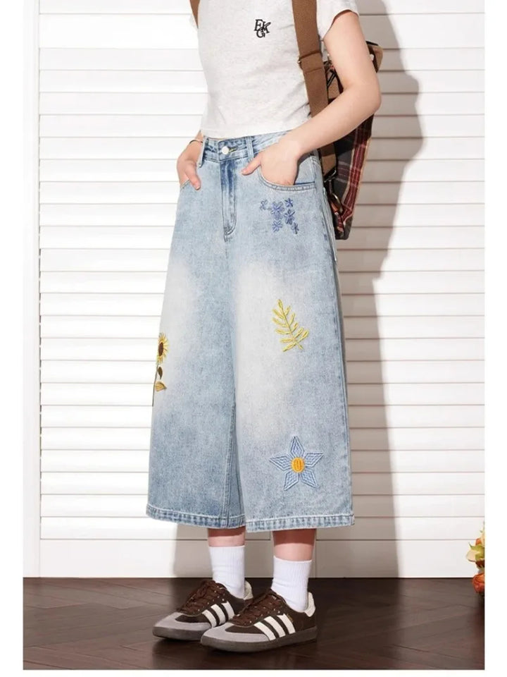 Patch & Petal Wide-Leg Denim Culotte