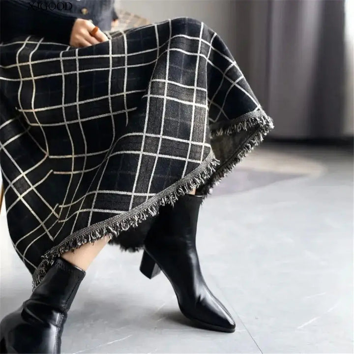 Heritage Plaid Midi Skirt
