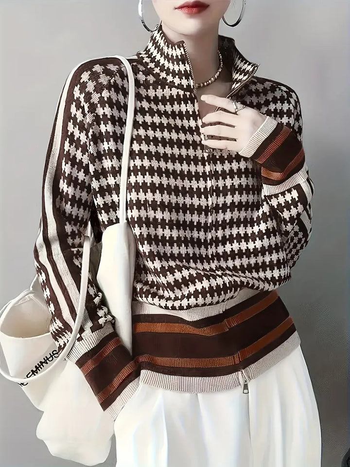 Isabella Houndstooth Zip-Up