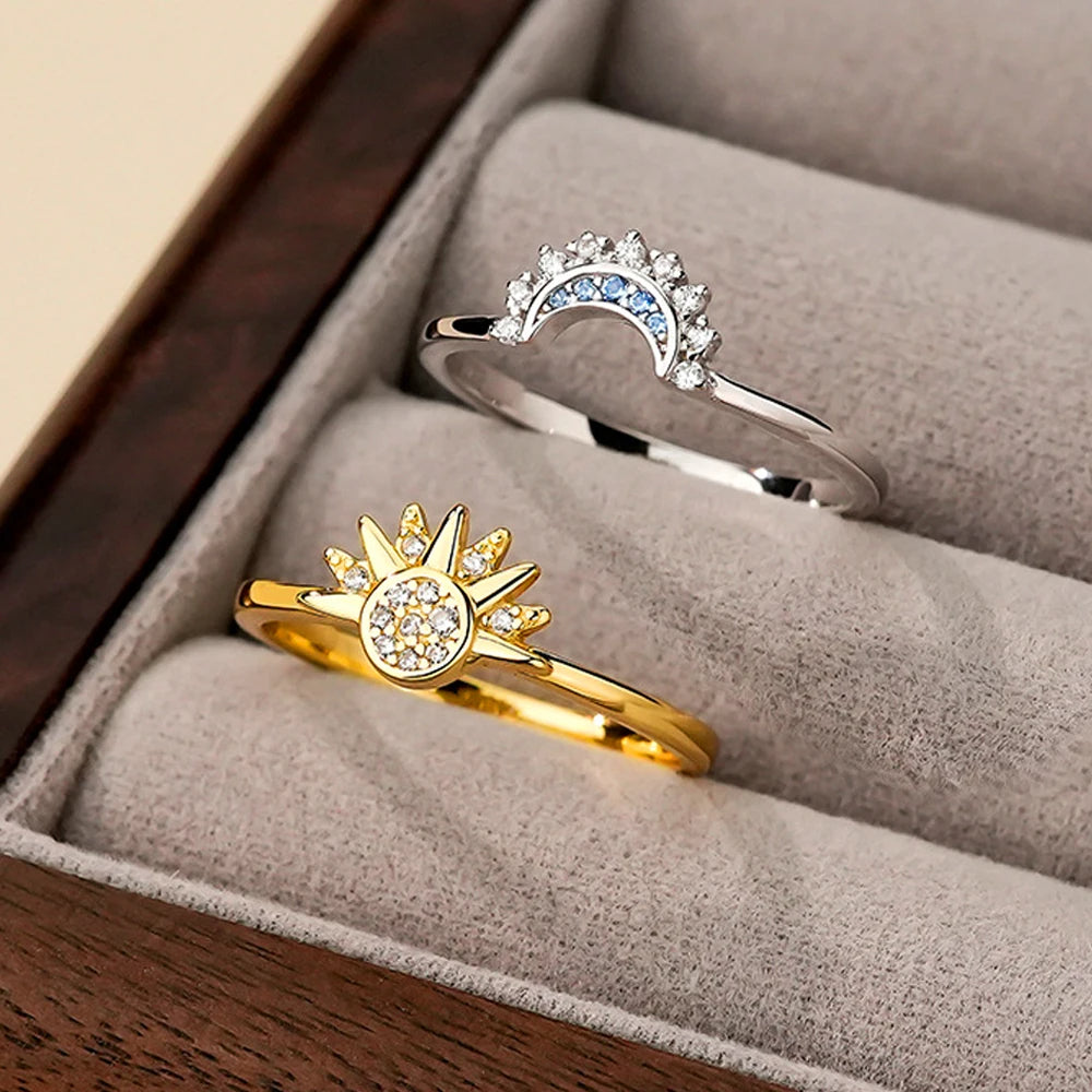 Celestial Harmony Sun & Moon Ring Set
