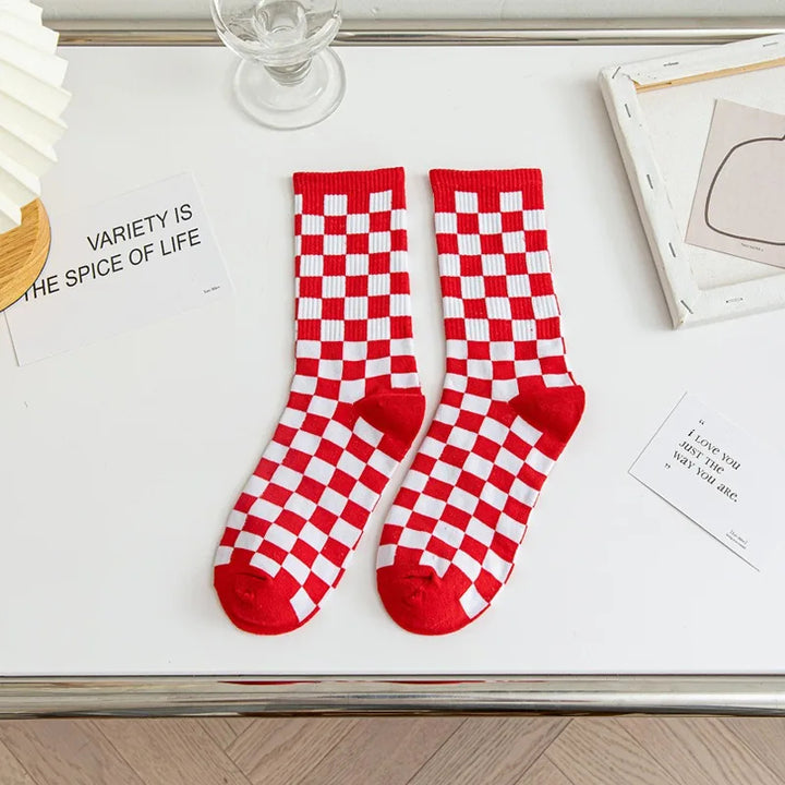 Checker Grid Crew Sock Set