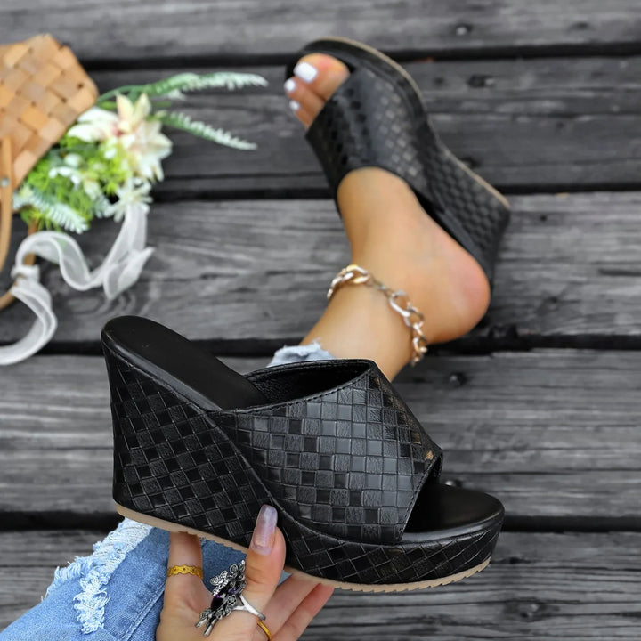 Athena Woven Wedge Mule