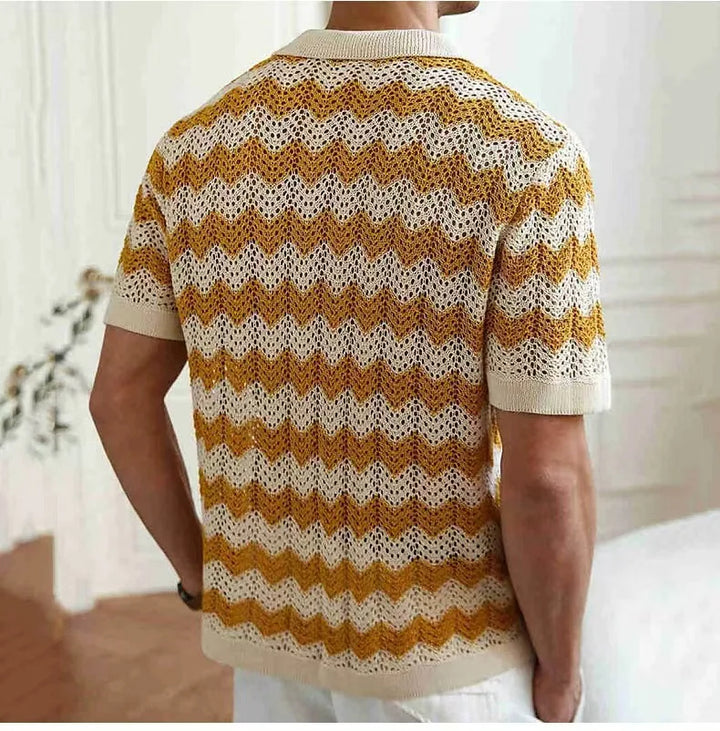 Monaco Wave Knit Button-Up