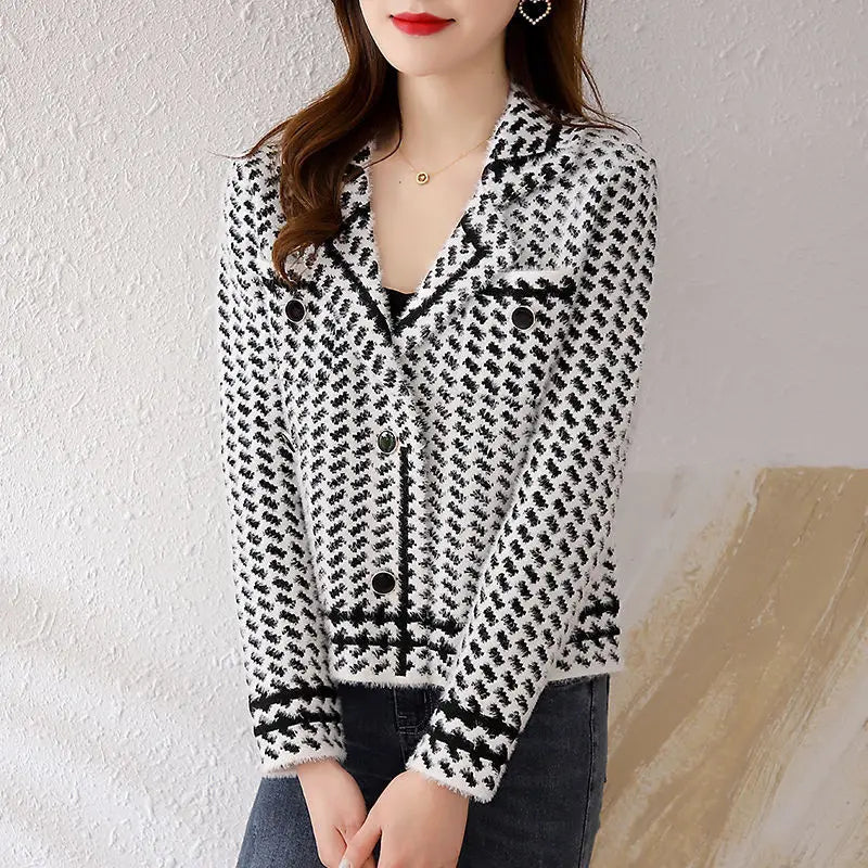 Milanese Houndstooth Tweed Blazer