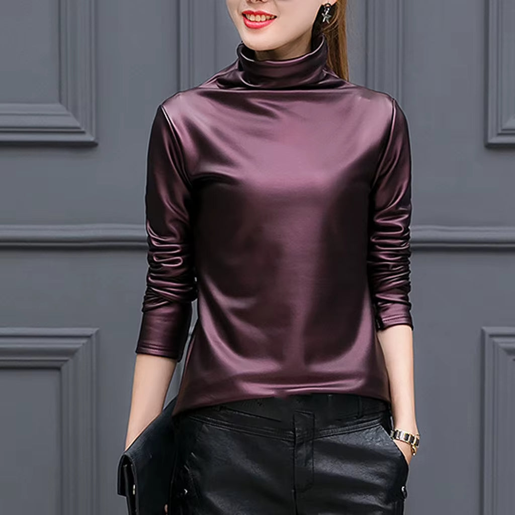 Midnight Faux Leather High-Neck