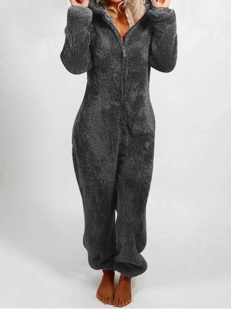 Teddy Sherpa Hooded Jumpsuit