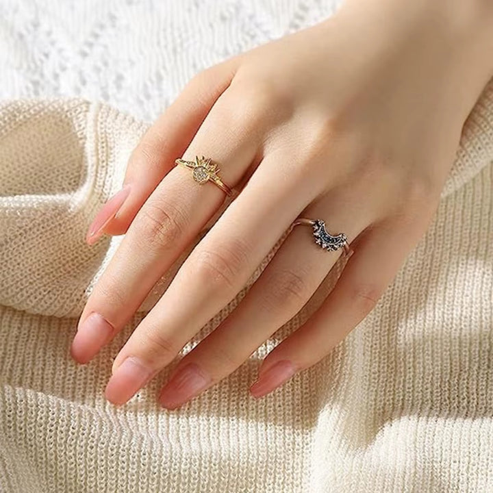 Celestial Harmony Sun & Moon Ring Set