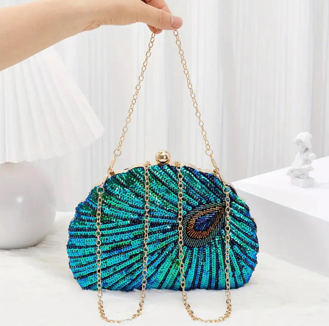Peacock Sequin Clutch Bag