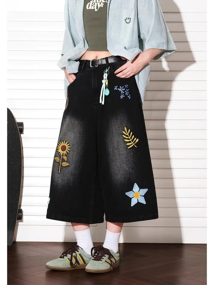 Patch & Petal Wide-Leg Denim Culotte