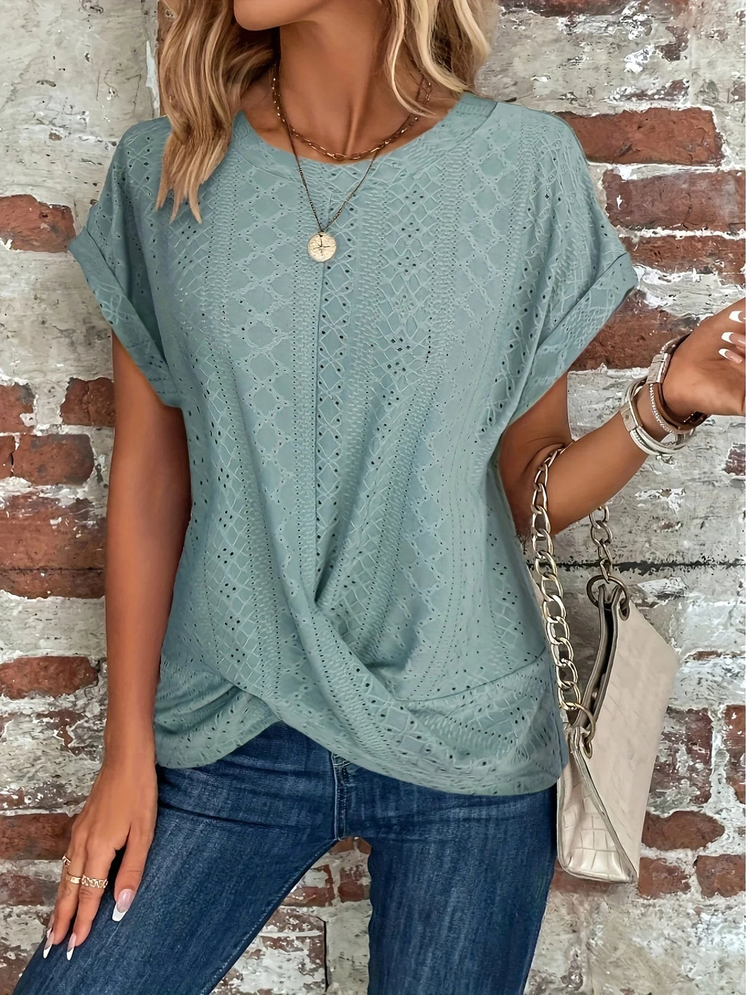 Monroe Waffle Knit Twist Tee