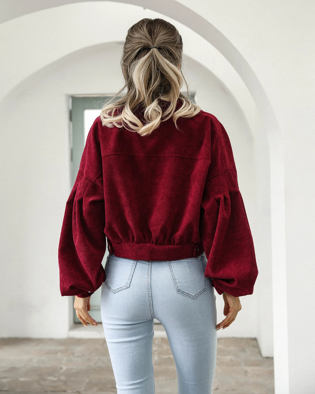 Velour Corduroy Cropped Jacket