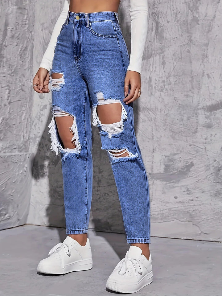 Rebel Distressed High-Rise Jean