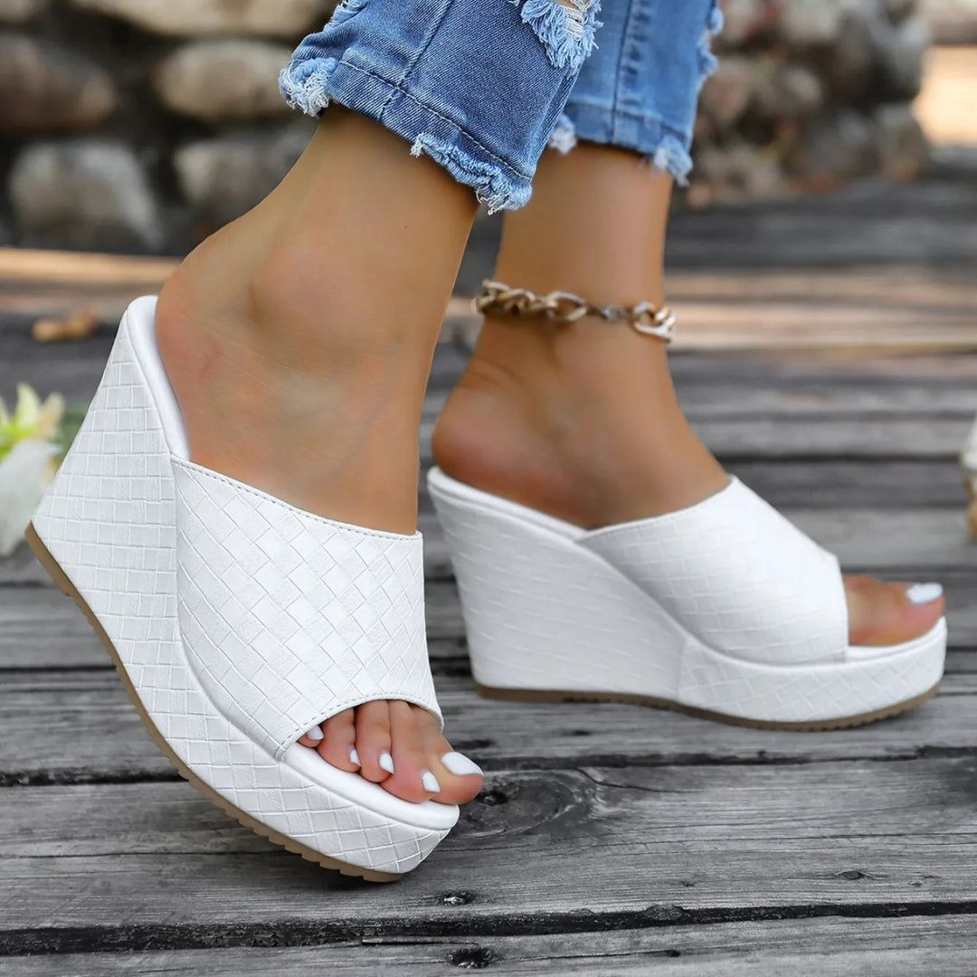 Athena Woven Wedge Mule