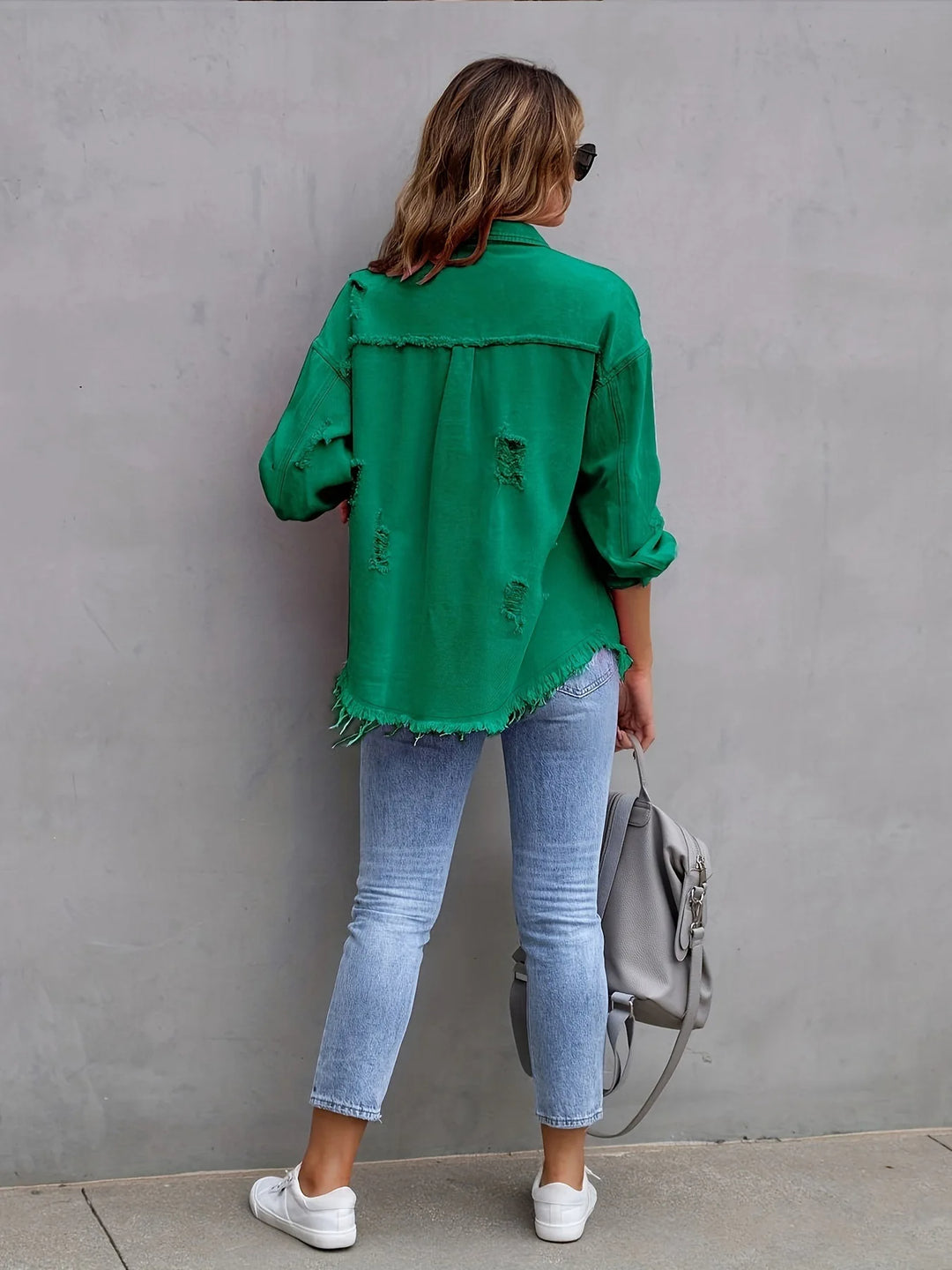Midtown Distressed Denim Shirt Jacket