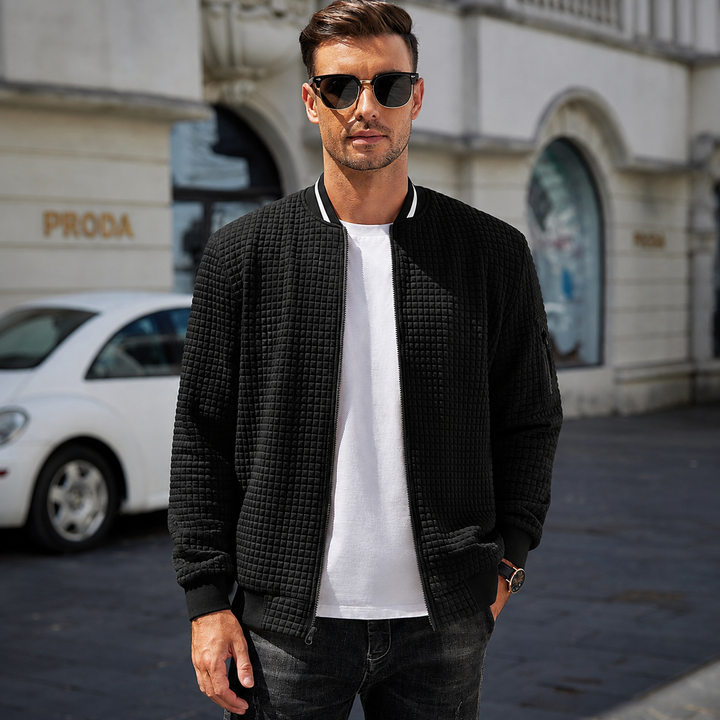 Henley Waffle Zip Bomber