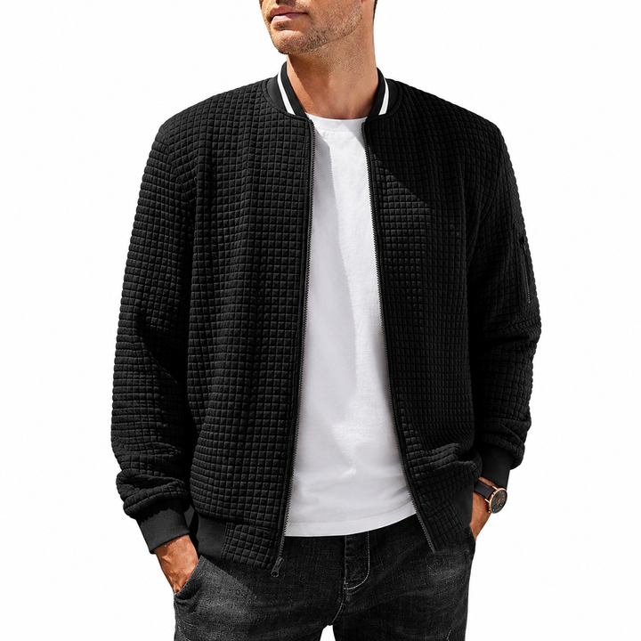 Henley Waffle Zip Bomber