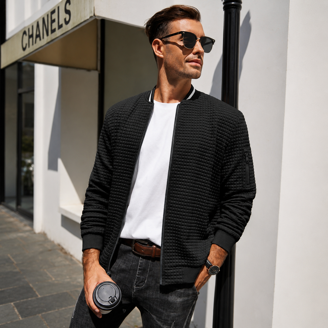 Henley Waffle Zip Bomber