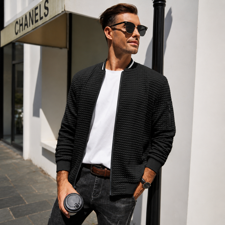 Henley Waffle Zip Bomber