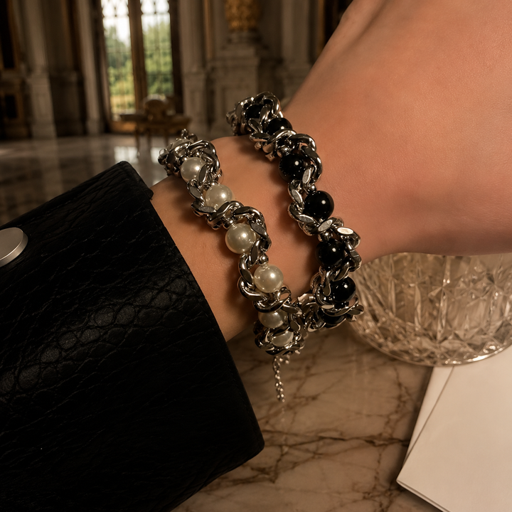 Sterling Pearl Chain Bracelet