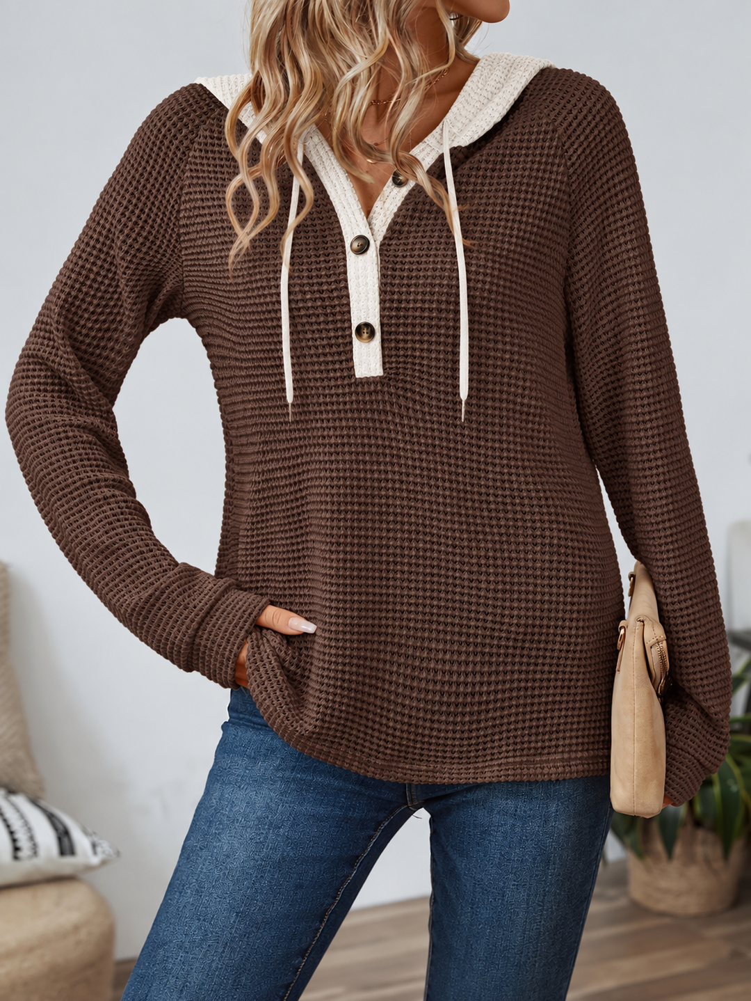 Henley Waffle Hoodie