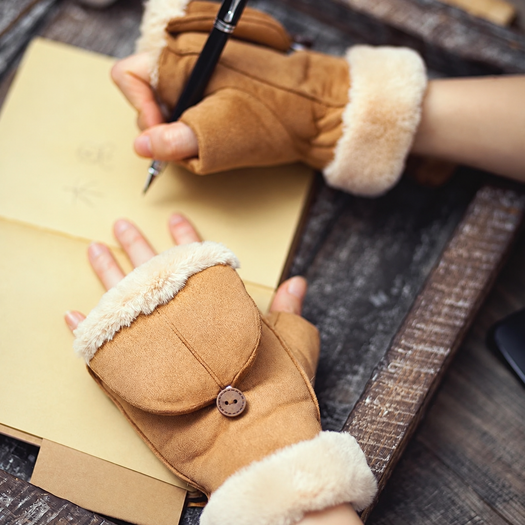 Vail Suede Flip-Top Mittens