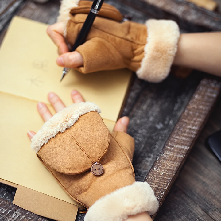 Vail Suede Flip-Top Mittens