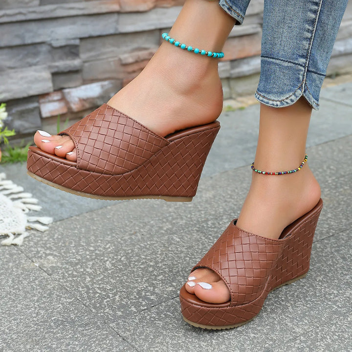 Athena Woven Wedge Mule