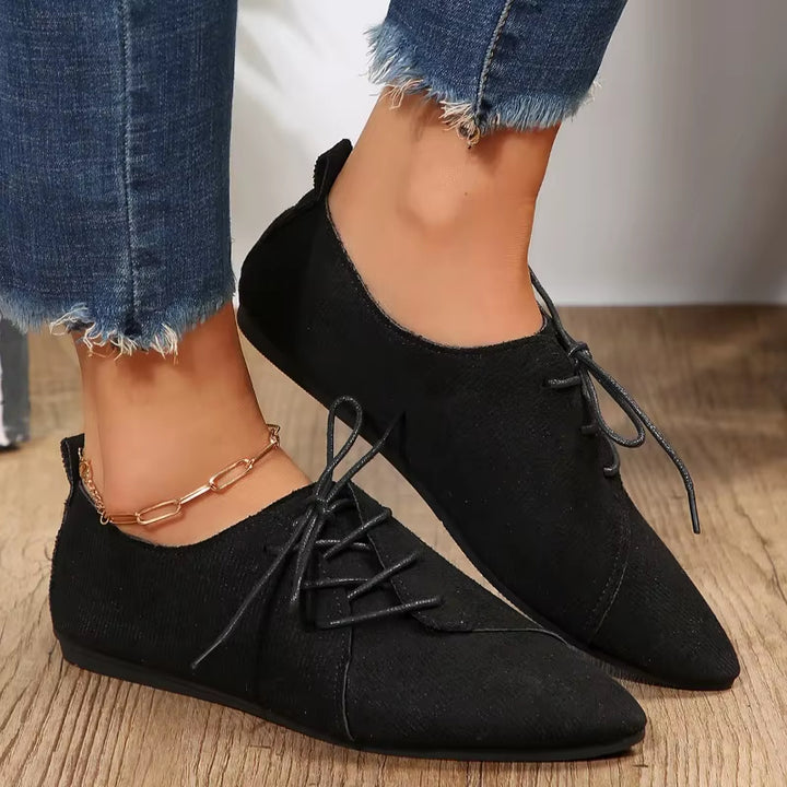 Zariah Suede Lace-Up Flats