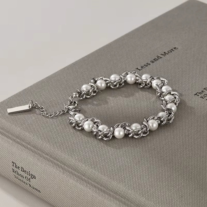 Sterling Pearl Chain Bracelet