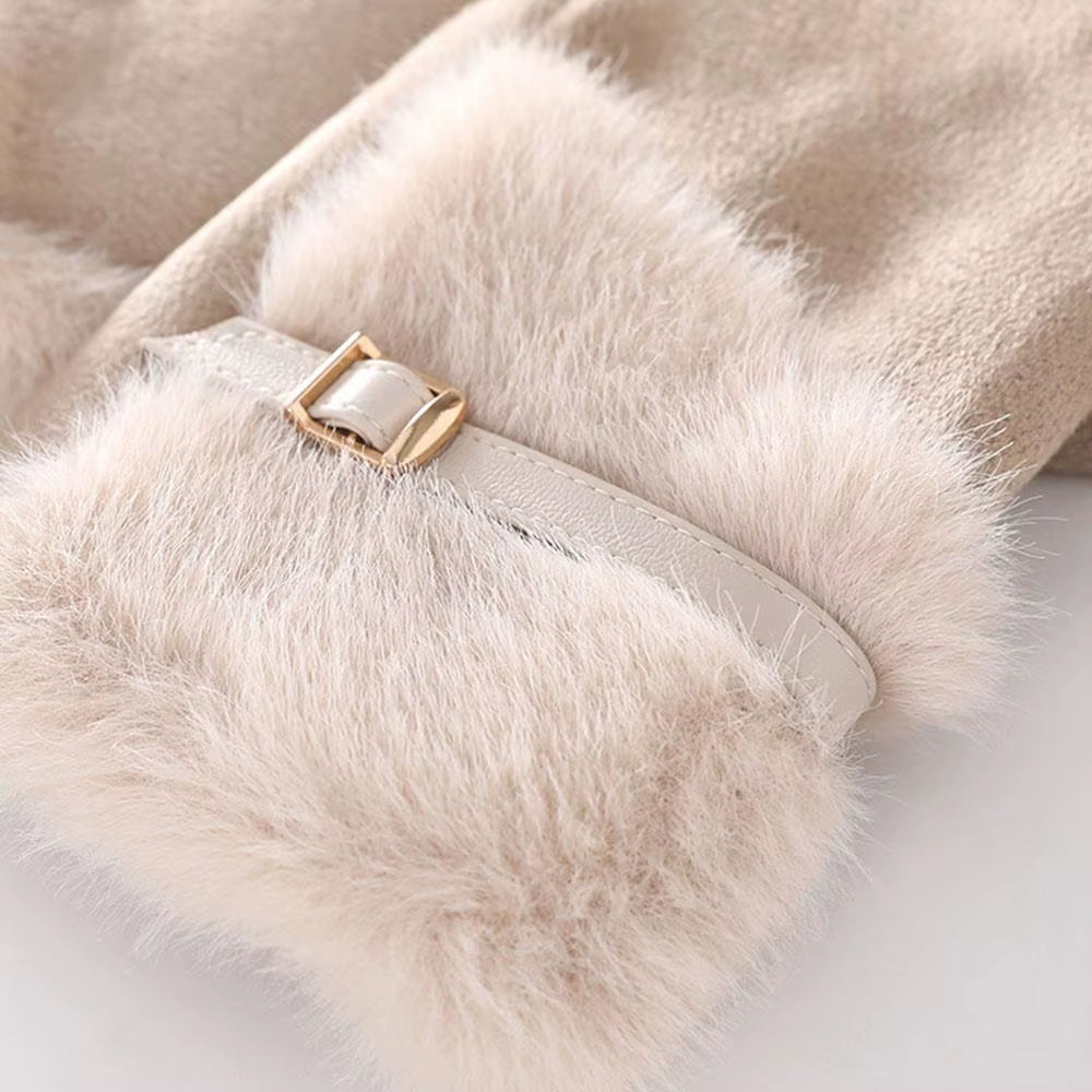 Suede Fur Cuff Gloves