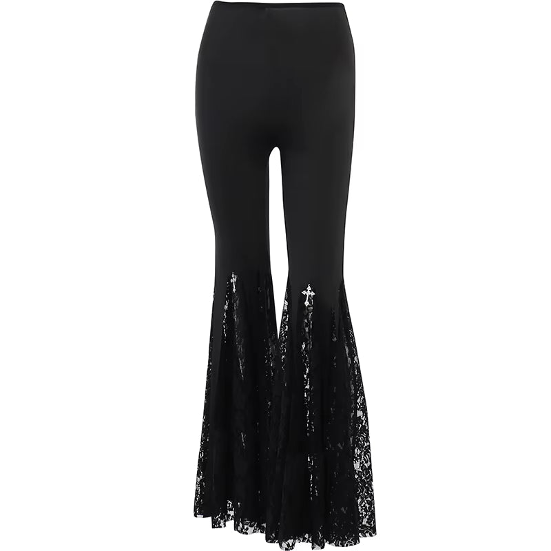 Lace-Trim Flared Pant
