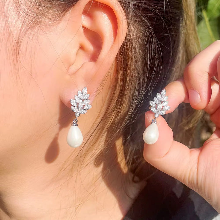 Pearl & Petal Drop Earrings