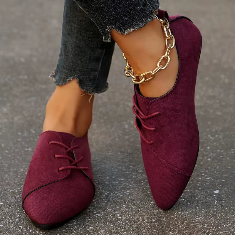 Zariah Suede Lace-Up Flats