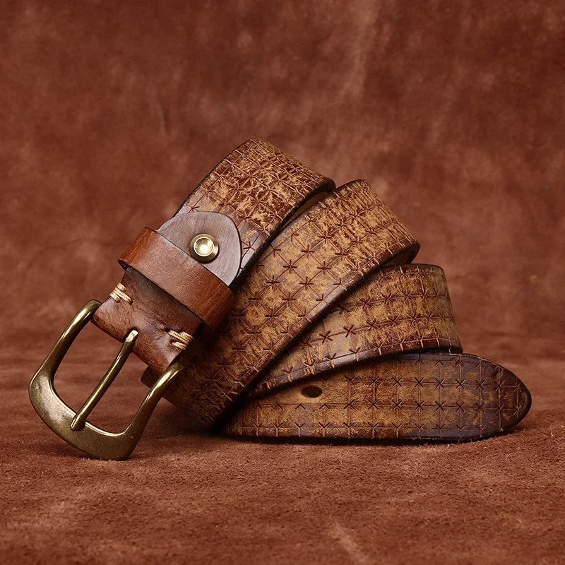 Cintura Uomo In Pelle Piena Fiore, Artigianale Australia, Nuova Con Etichette, Khaaki Leather