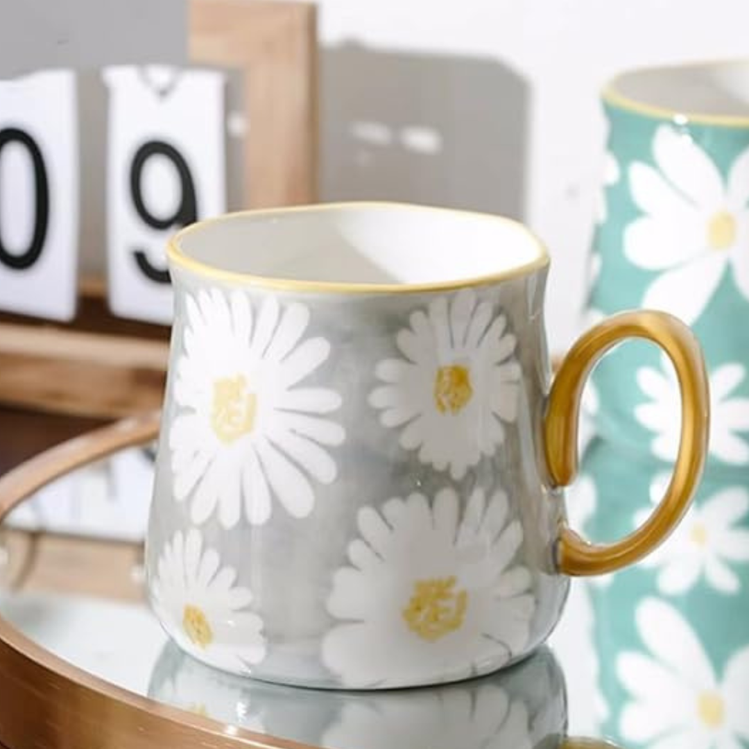 Daisy Glazed Ceramic Mug