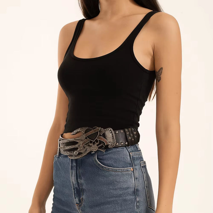 Flesh & Metal Buckle Belt