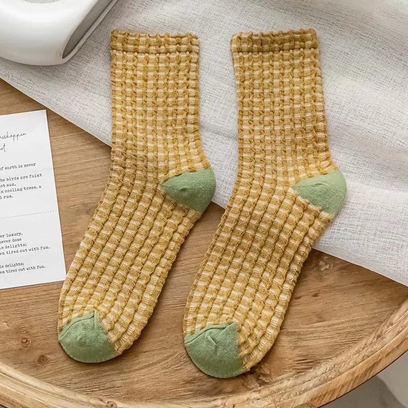 Plaid & Pecan Waffle Sock Set