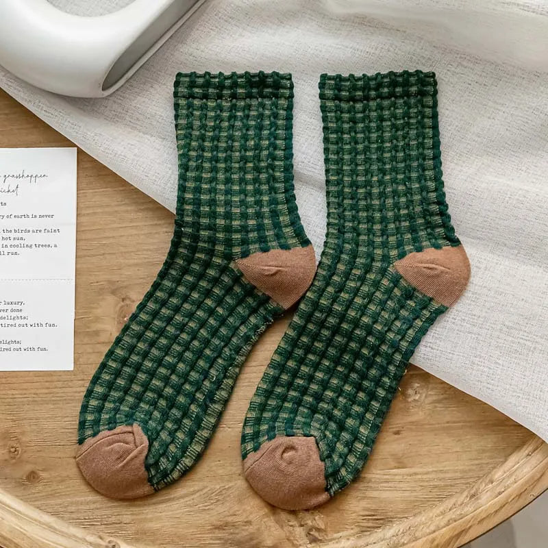 Plaid & Pecan Waffle Sock Set