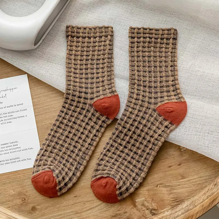 Plaid & Pecan Waffle Sock Set