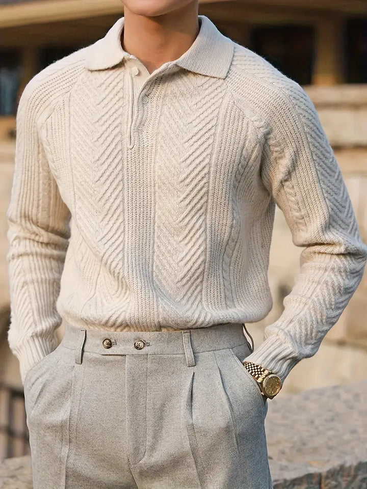 Laurent Cable Knit Polo Shirt