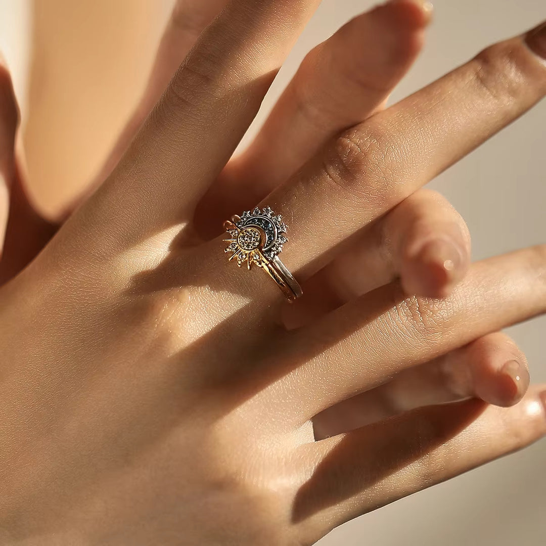 Celestial Harmony Sun & Moon Ring Set
