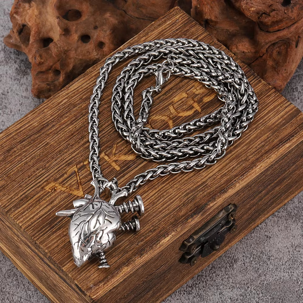 Steel Heart Pendant Necklace