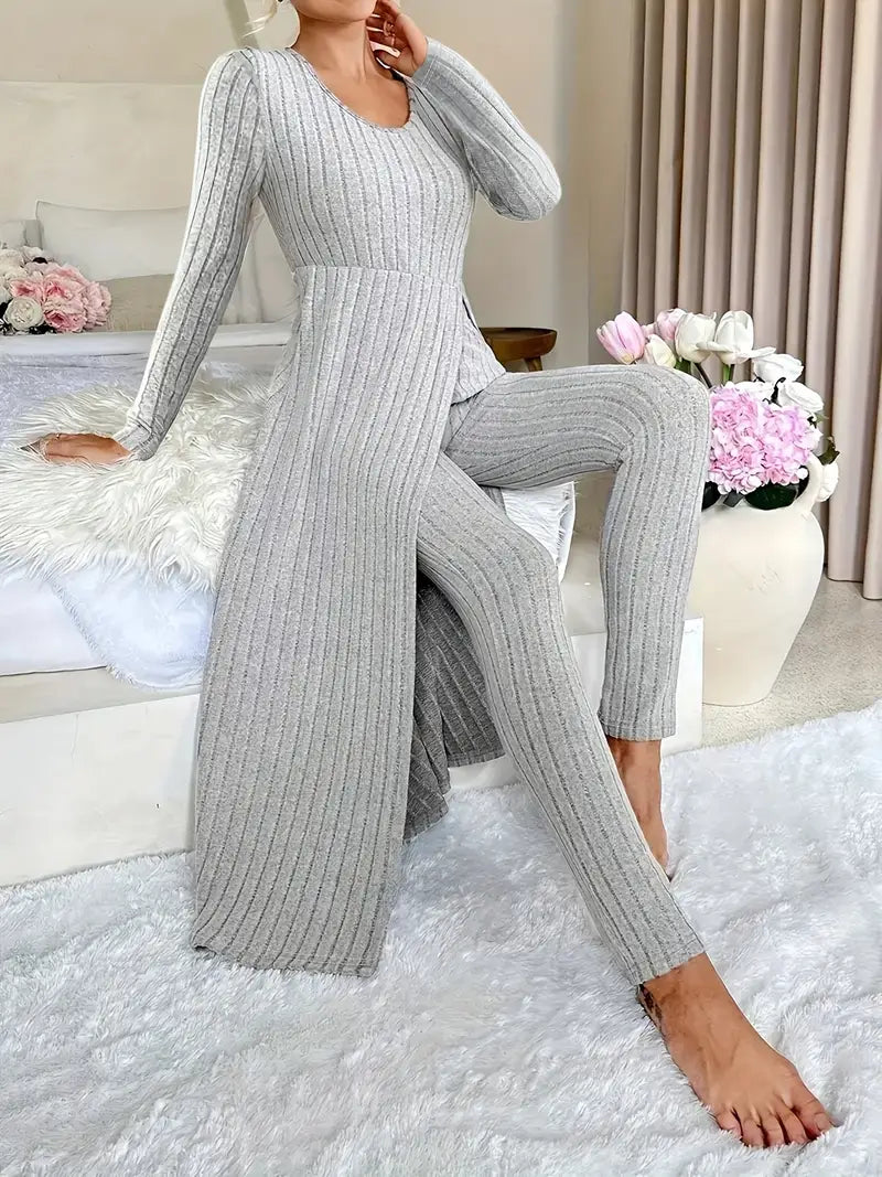 Camelia Ribbed Knit Lounge Set