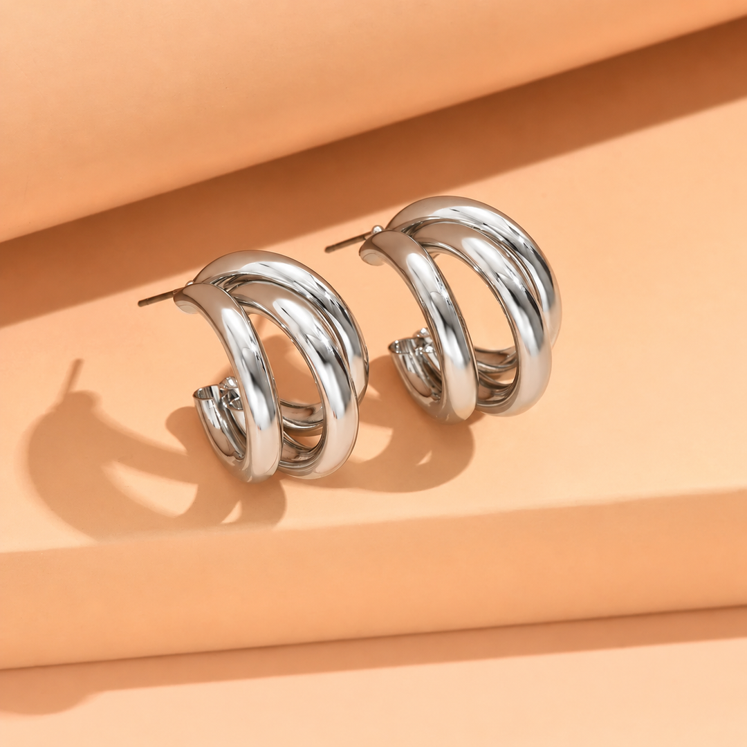 Trinity Stacked Hoop Earrings