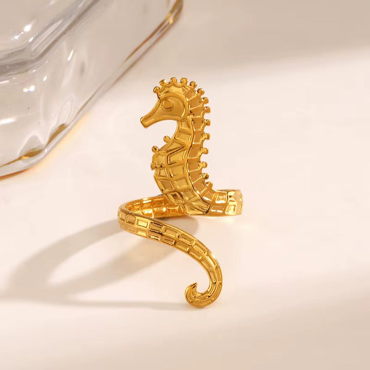 Iridescent Seahorse Wrap Ring