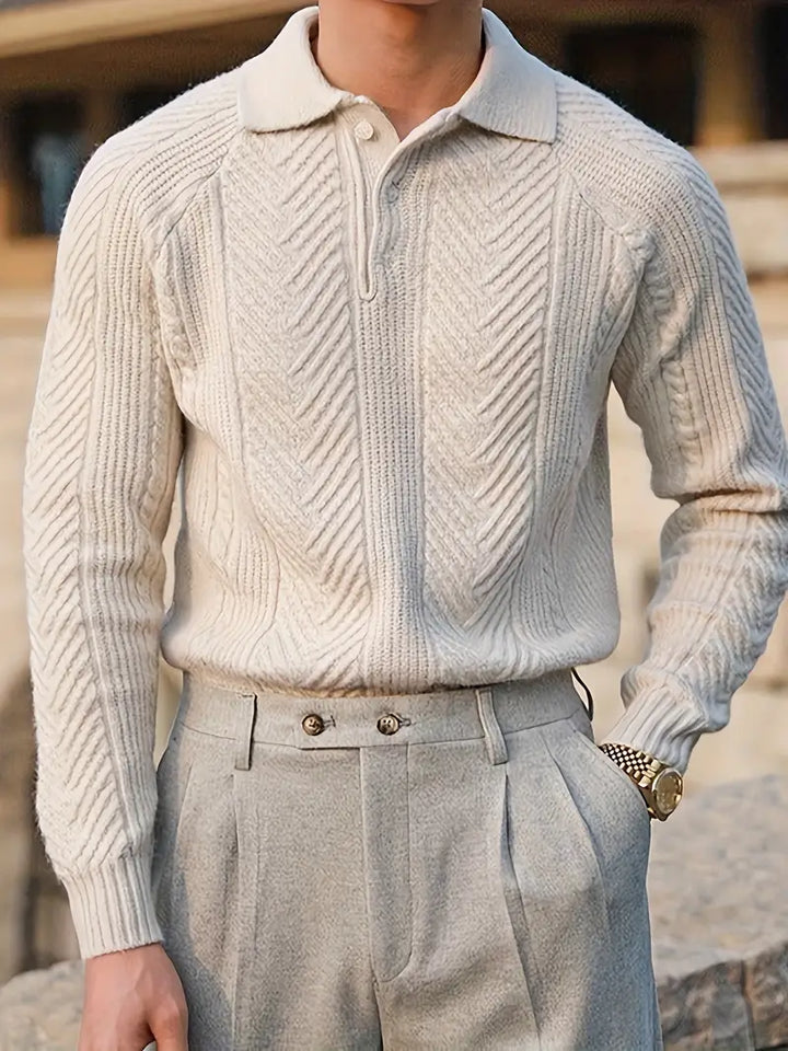 Laurent Cable Knit Polo Shirt