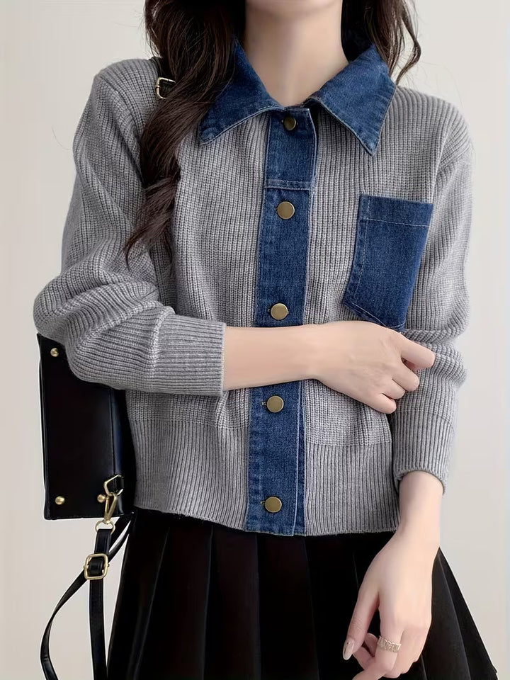 Hollis Contrast Denim Cardigan