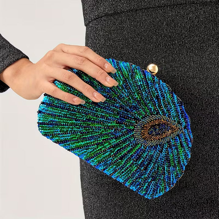 Peacock Sequin Clutch Bag