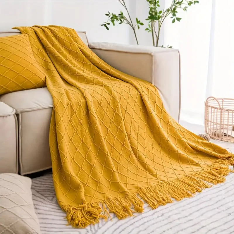 Eden Diamond Fringe Throw Blanket